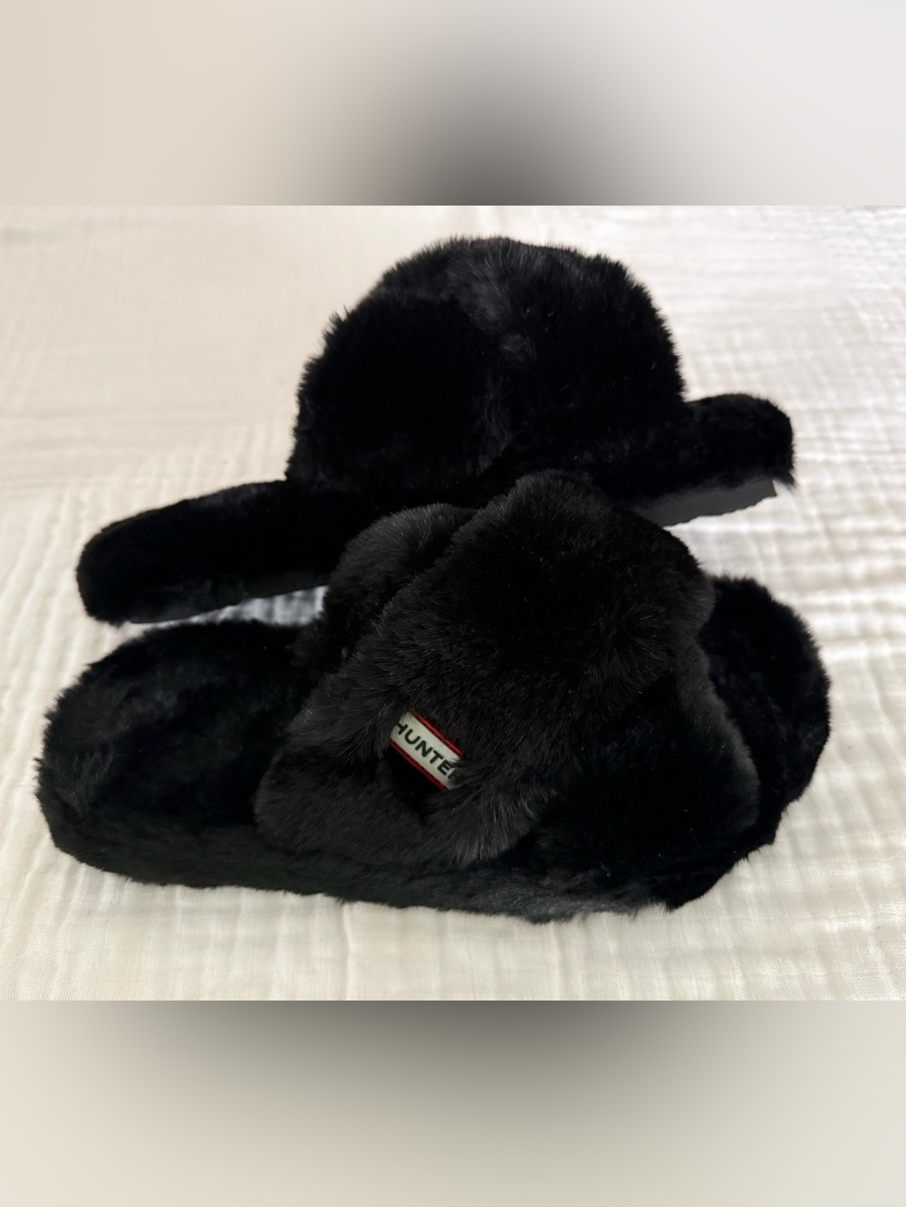 NWOB Hunter Women's Faux Fur Flatform Crossover Slides Size 6 (UK 4/EU 37)
